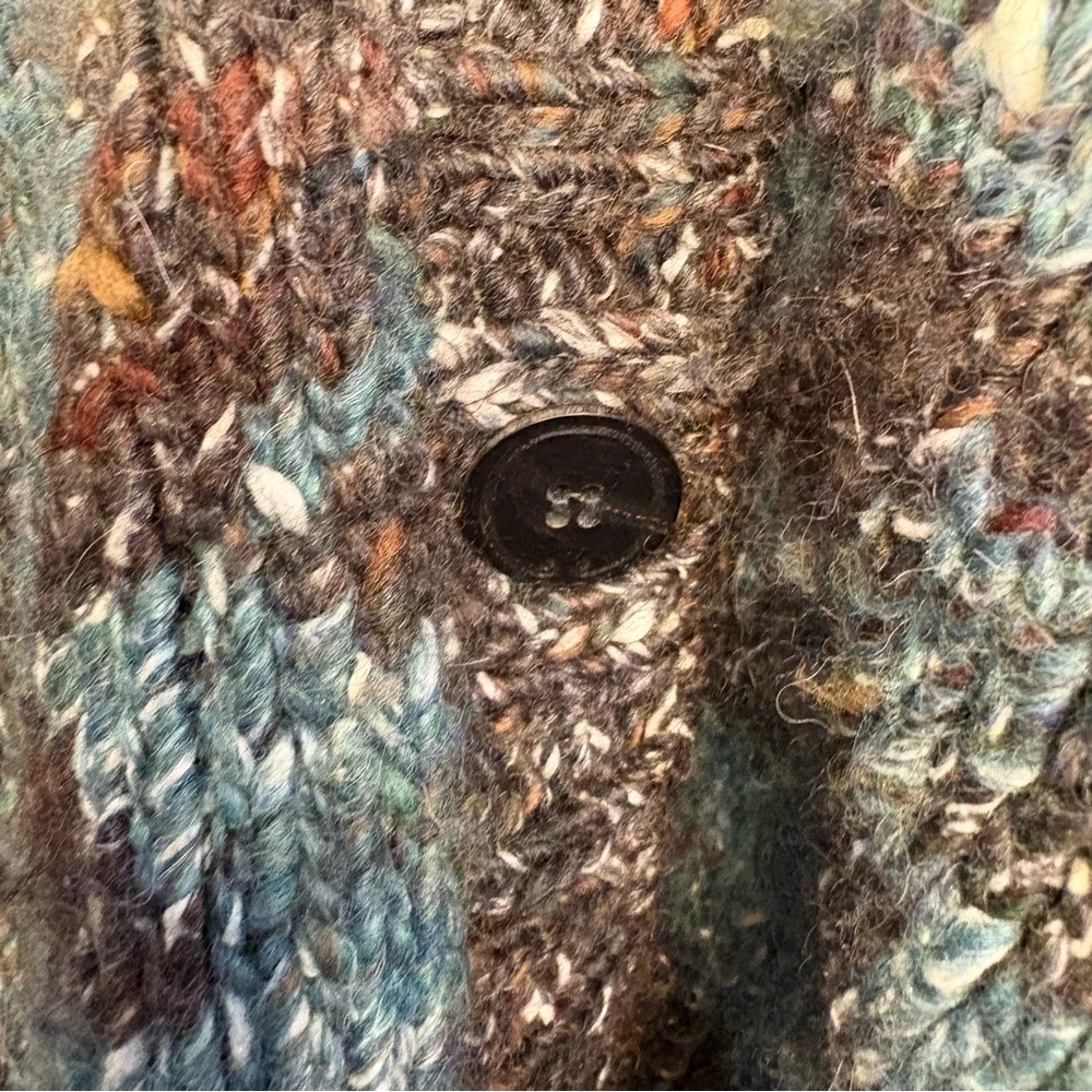 Manaaki Koro Intarsia Cardigan Forest Size M Men Wool Alpaca Silk Blend Natural - Picture 6 of 12